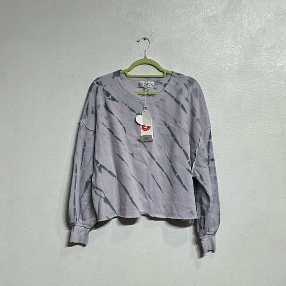 Wildfox Purple Olivia Spiral Dye Crop Boxy Pullover Sz S NWT - Picture 2 of 12